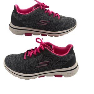 Skechers Ultra GO Walk Womens Athletic Shoes 8 Charcoal/Pink AirCooled Goga Mat